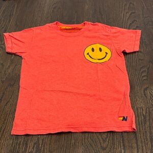 Aviator Nation Girl’s Red Tee with Smiley Patch Size 8
